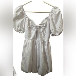 18 Centimeters Dress‎ Babydoll Bubble with Poof Sleeve White S